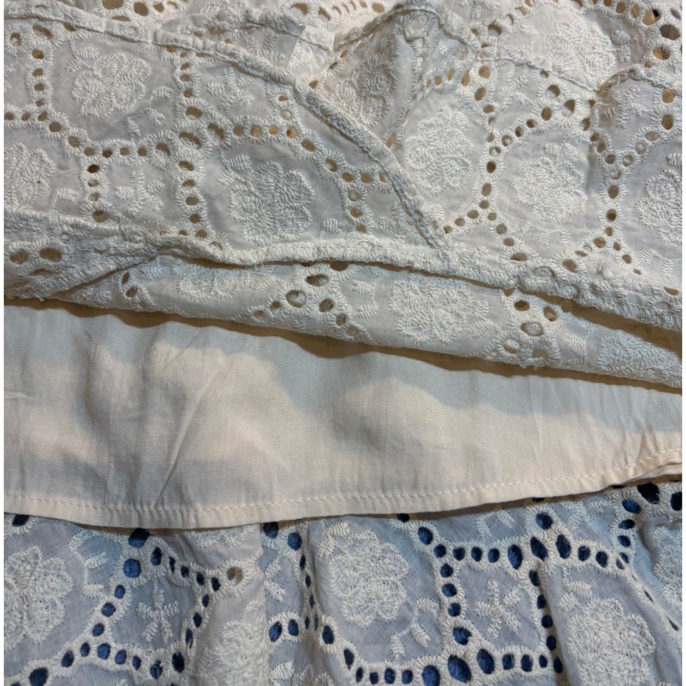 Azura Mini Dress Women's Cream NWT Excellent Eyelet Tie Front Long Sleeve Large - Picture 6 of 8
